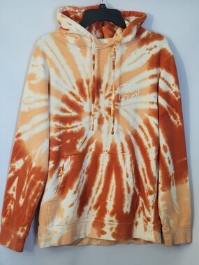 ivory ella Orange and Cream Tie-Dye Pullover Hoodie Size S